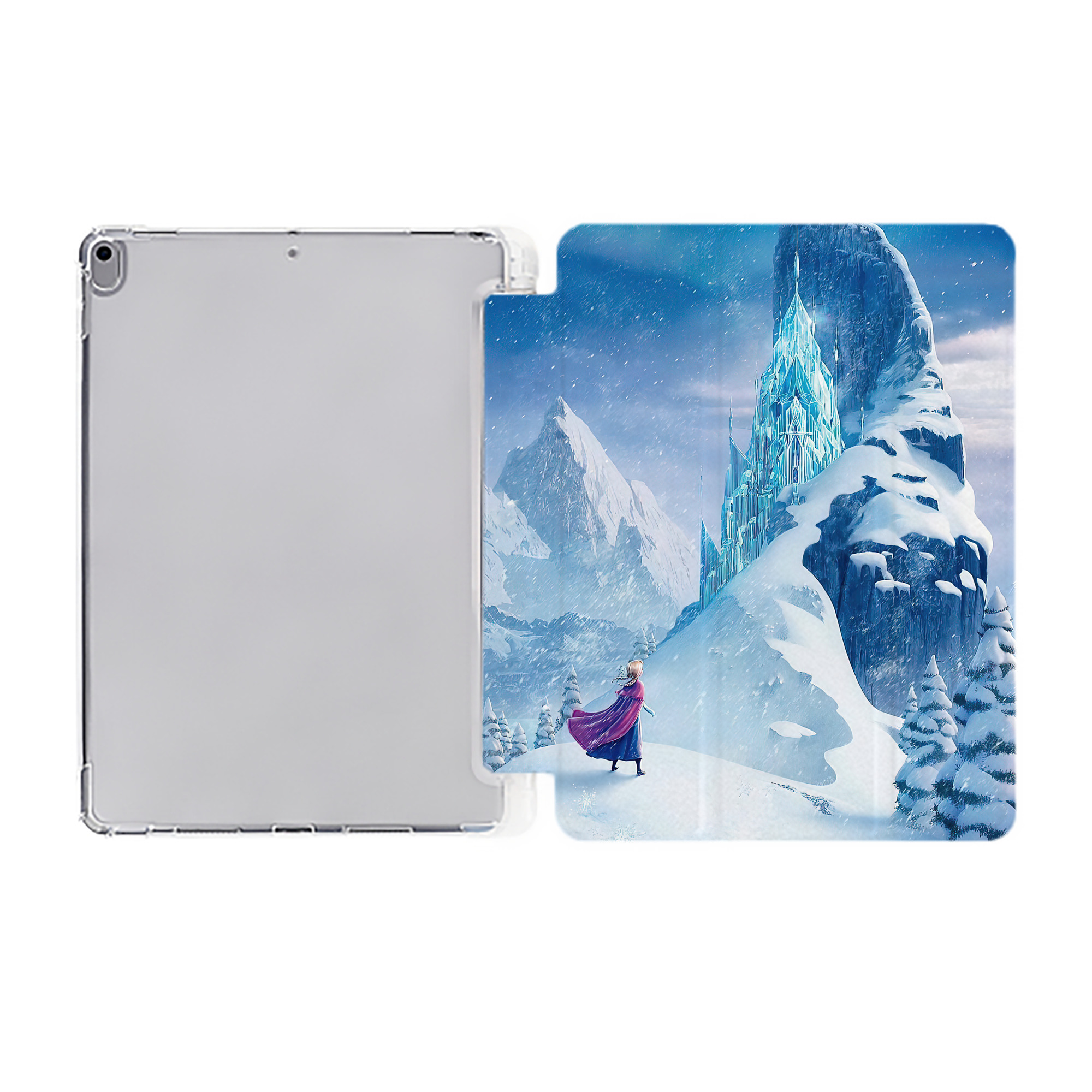 （画像用） アナと雪の女王 アンナ エルサ Frozen Anna Elsa IPad ケース ペン収納付き 三つ折りスタンド PUレザー×シリコン 対応機種9.5/10.5/10.9インチ